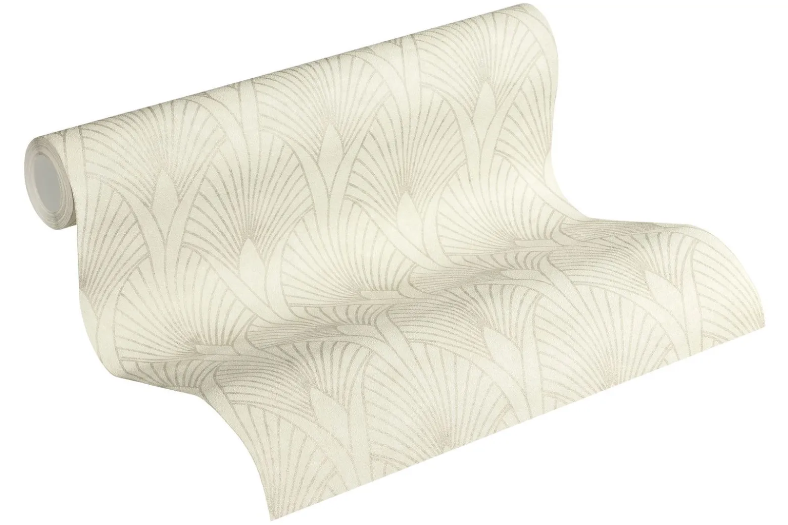 Vliestapete Art Deco grauweiß silber Metallic 37427-1