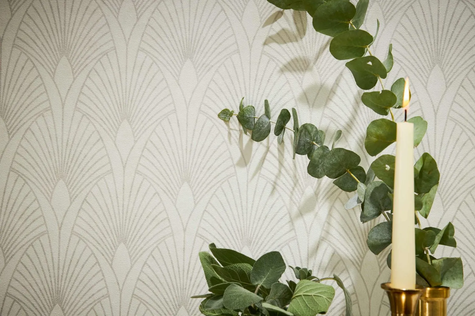 Vliestapete Art Deco grauweiß silber Metallic 37427-1