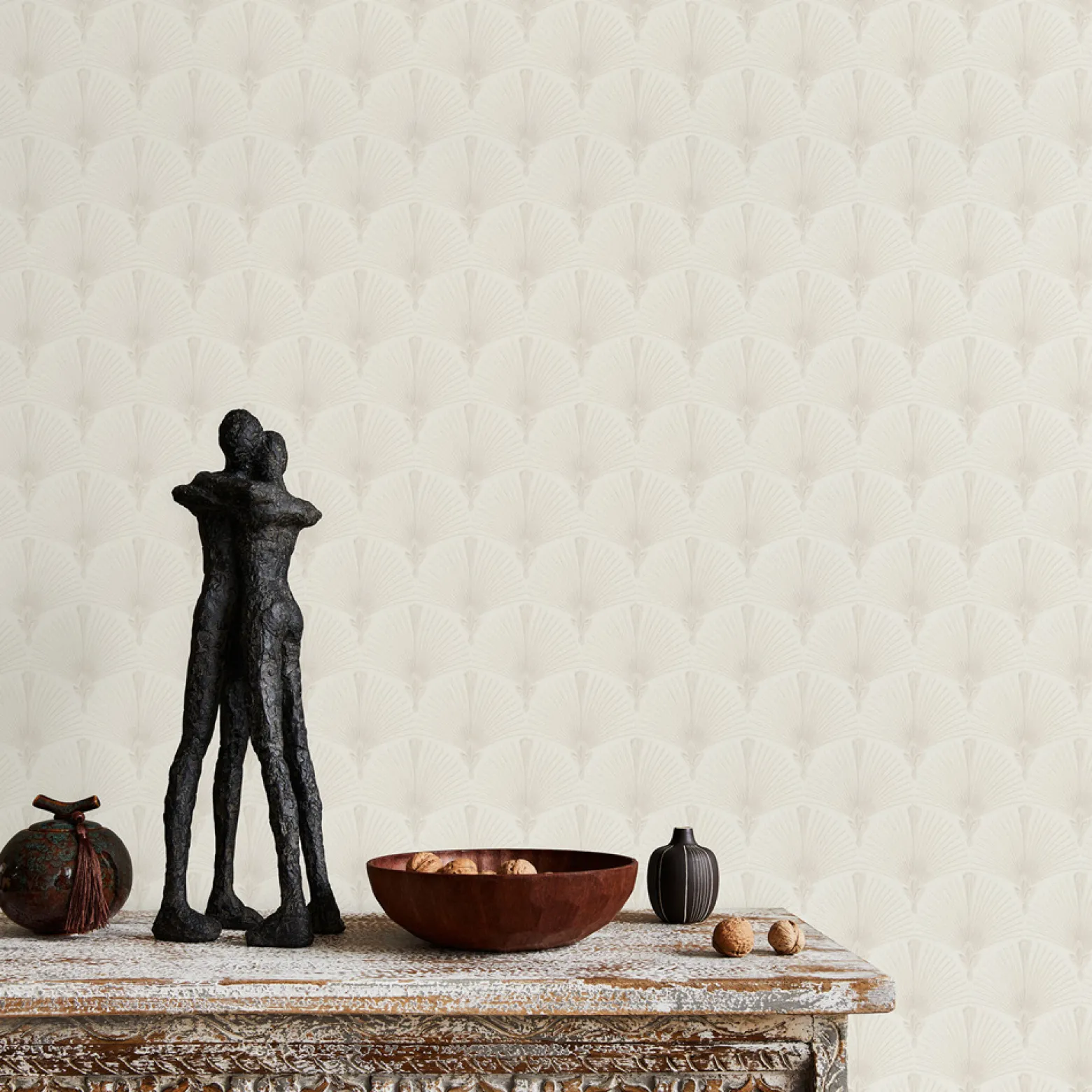 Vliestapete Art Deco Muster Creme Beige Glitzer 10346-02