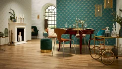 Vliestapete Art Deco türkis gold Metallic 37427-5