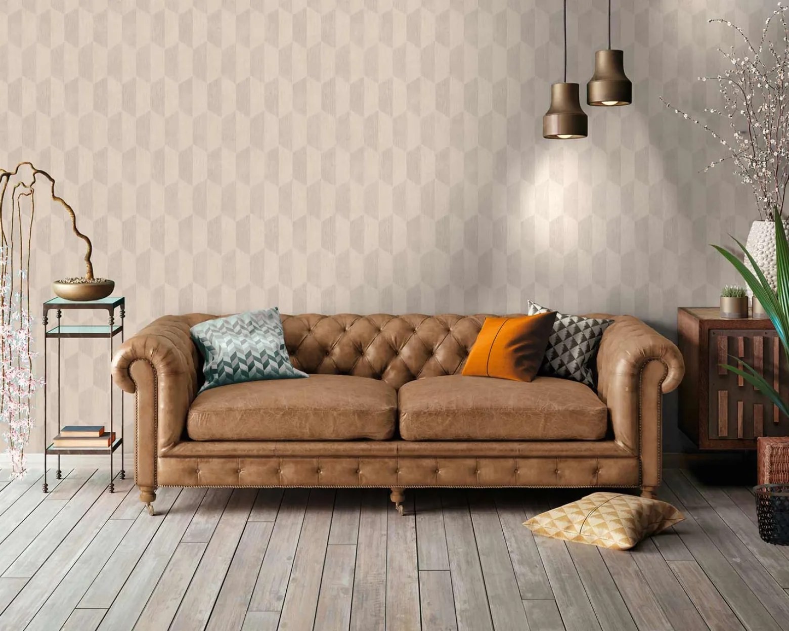 Vliestapete AS Creation Beige Silber Geometrisch 385922