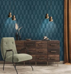 Vliestapete AS Creation Blau Bronze Geometrisch 385921