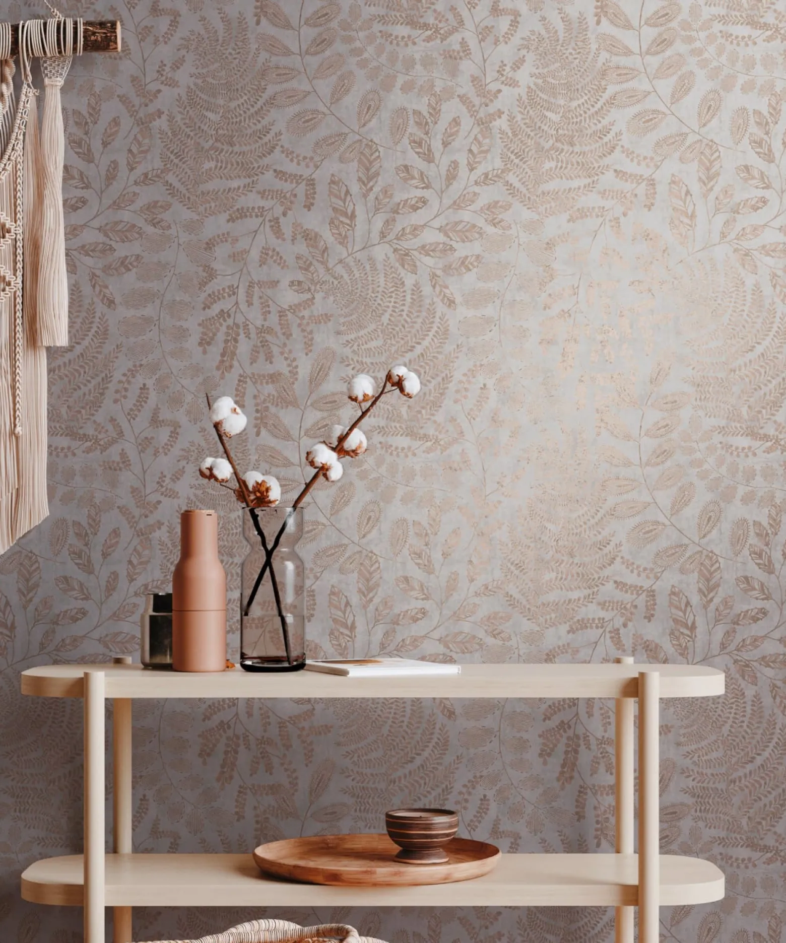 Vliestapete A.S. Creation 38830-3 Grau Rosegold Blätter