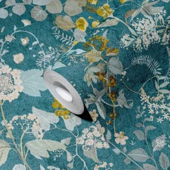 Vliestapete A.S. Creation 38825-3 Petrol Gelb Floral