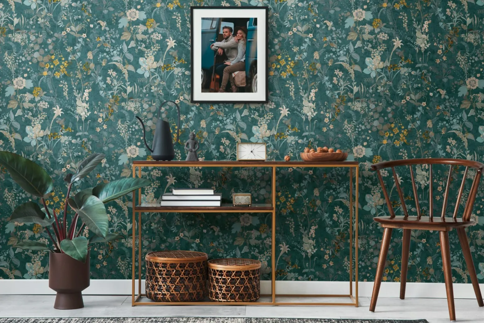 Vliestapete A.S. Creation 38825-3 Petrol Gelb Floral
