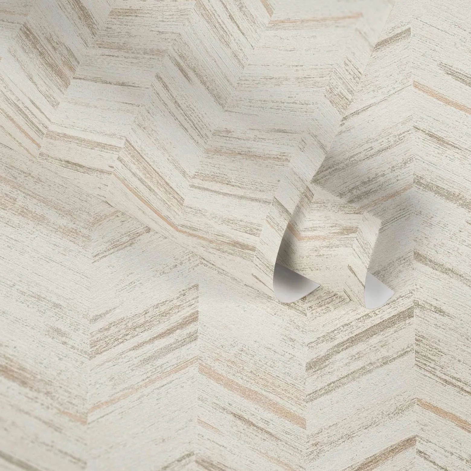 Vliestapete AS Creation Weiß Beige Fischgrätmuster