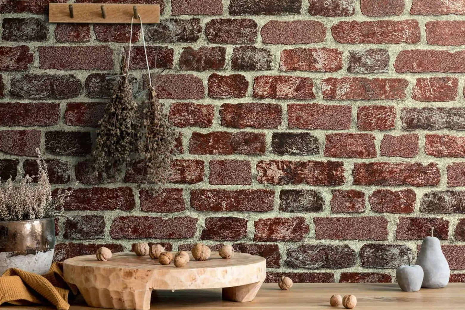 Vliestapete Backstein 3D Granulat rot braun Imagine 58408