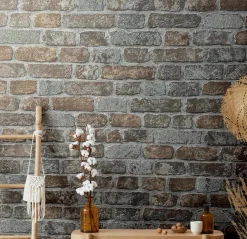 Vliestapete Backstein 3D Granulat grau rose Imagine 58410