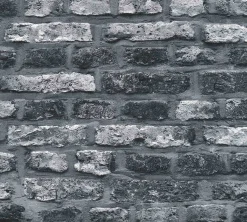 Vliestapete Backsteinmauer grau schwarz weiß 36281-2