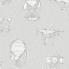 Vliestapete Ballons Sterne Grau Weiß Metallic JR3011