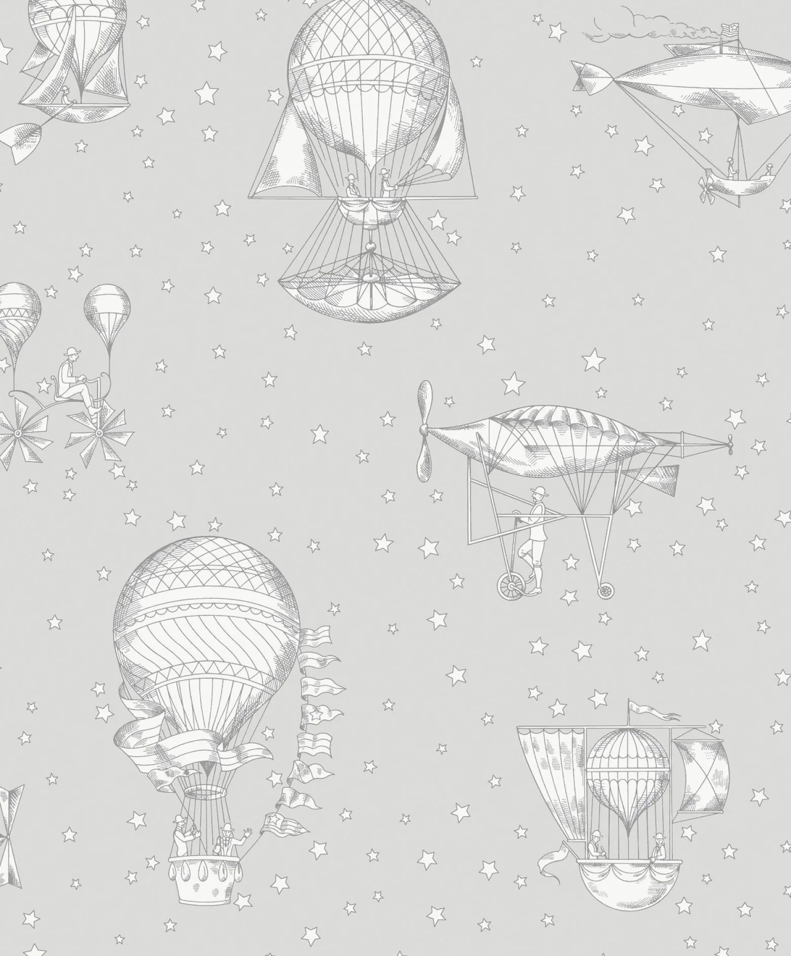 Vliestapete Ballons Sterne Grau Weiß Metallic JR3011