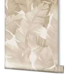 Vliestapete Bananenblätter beige creme metallic 31625