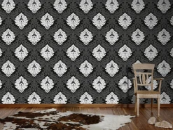 Vliestapete Barock anthrazit weiß livingwalls 5543-14