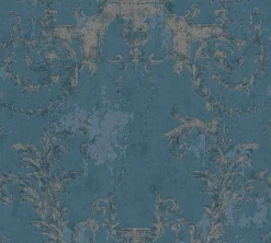 Vliestapete Barock blau silber 37648-5
