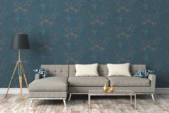 Vliestapete Barock blau silber 37648-5