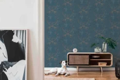 Vliestapete Barock blau silber 37648-5