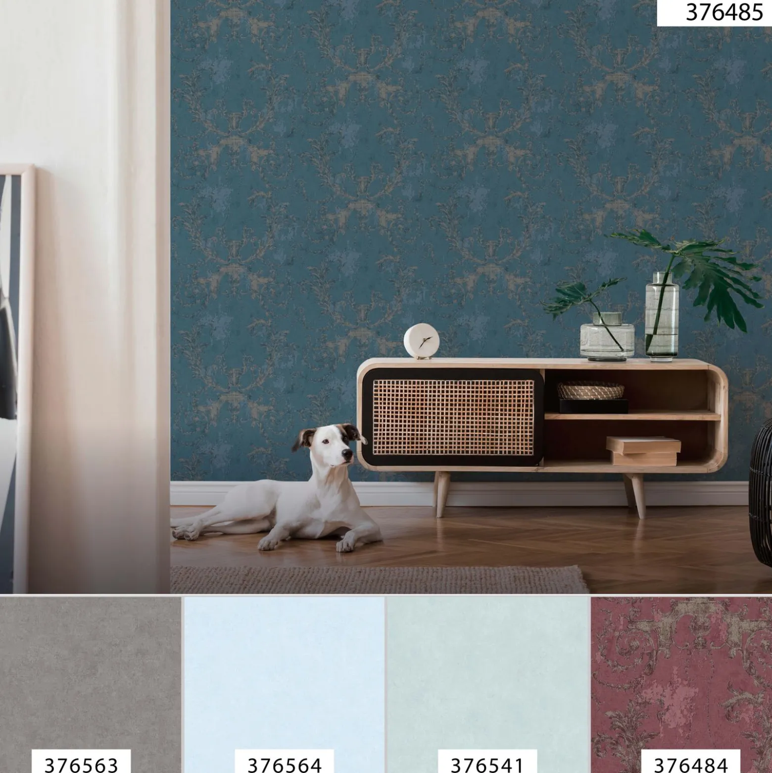 Vliestapete Barock blau silber 37648-5