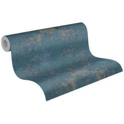 Vliestapete Barock blau silber 37648-5