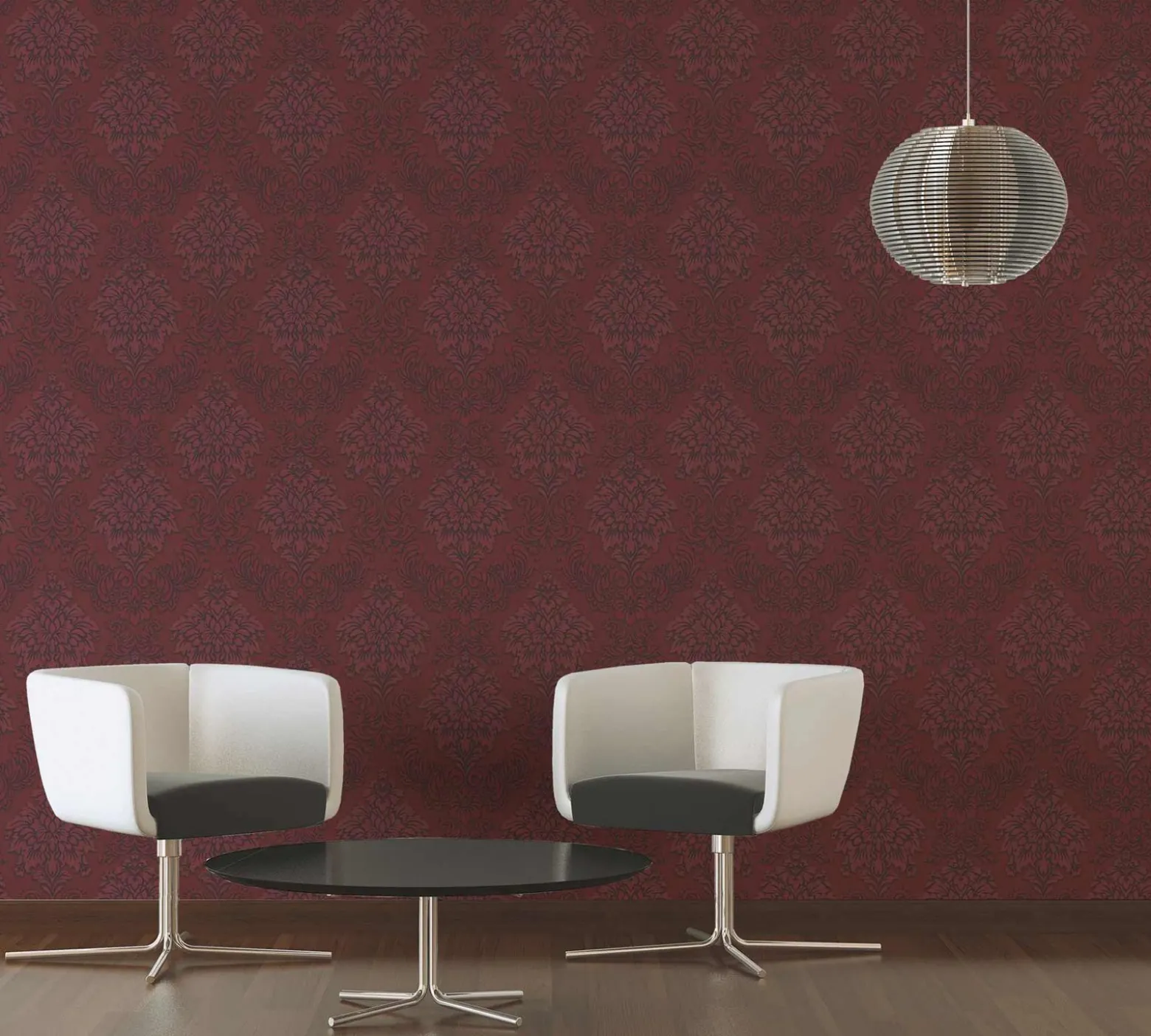 Vliestapete Barock bordeaux schwarz Glitzer 36898-3