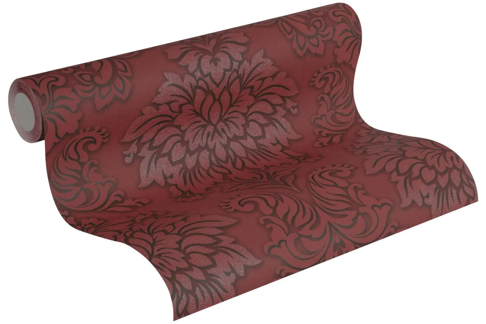 Vliestapete Barock bordeaux schwarz Glitzer 36898-3