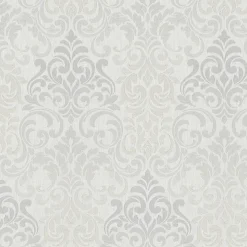 Vliestapete Barock Damask hellgrau Metallic Marburg 58211
