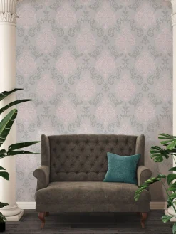 Vliestapete Barock Glitzer AS Creation grau rosa 95372-6