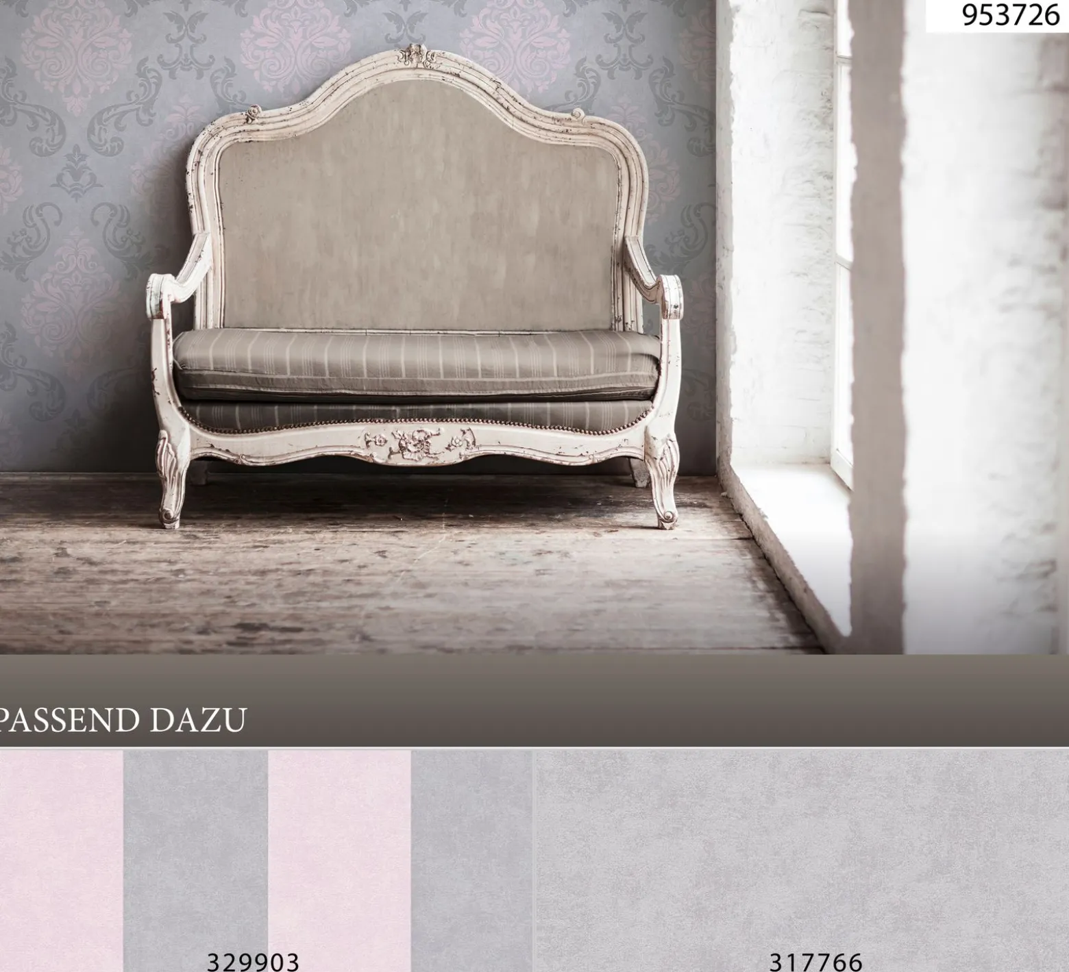 Vliestapete Barock Glitzer AS Creation grau rosa 95372-6