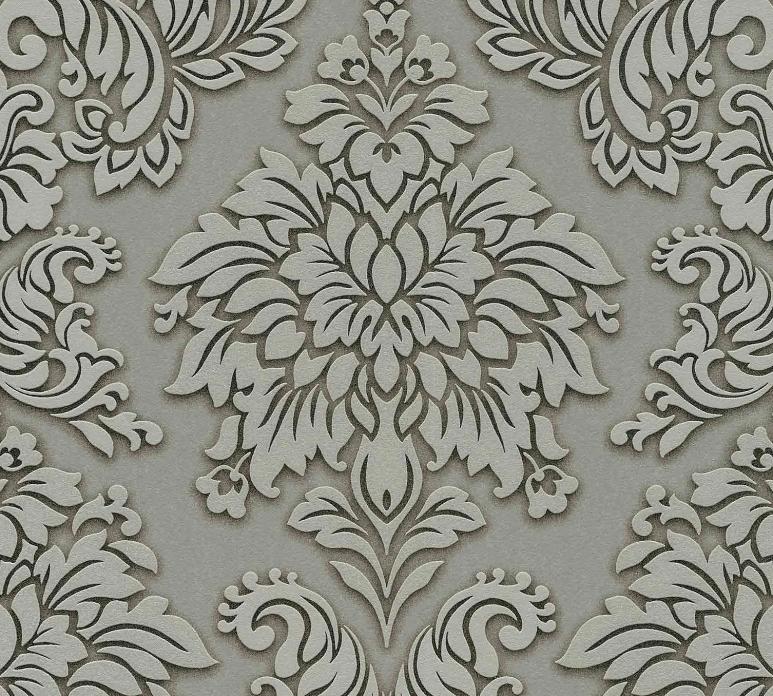 Vliestapete Barock grüngrau Glitzer 36898-1