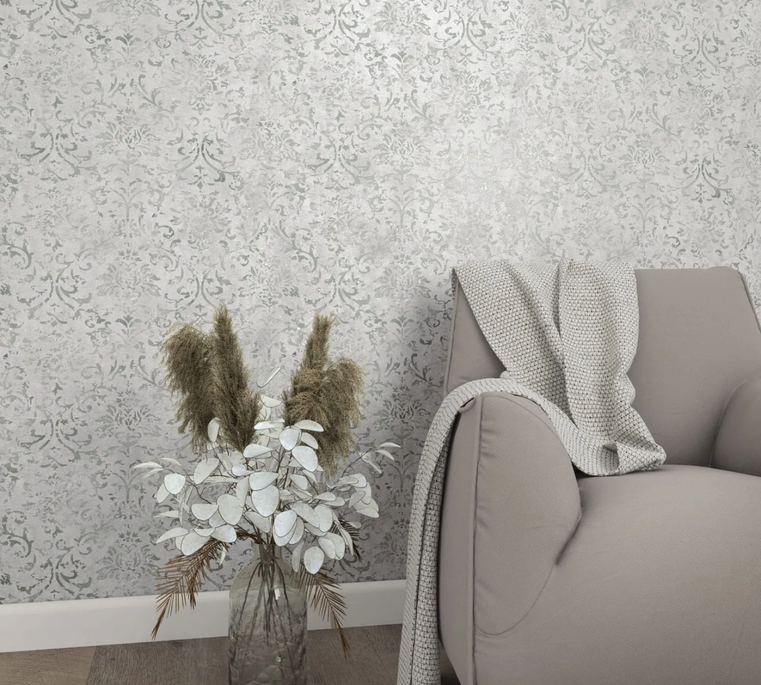 Vliestapete 34292 Barock Muster Grau Gold Marburg