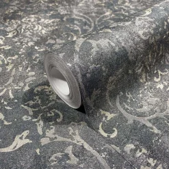 Vliestapete 34296 Barock Muster Schwarz Silber Marburg