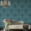 Vliestapete Barock Samt blau schwarz metallic 36910-5