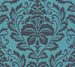 Vliestapete Barock Samt blau schwarz metallic 36910-5