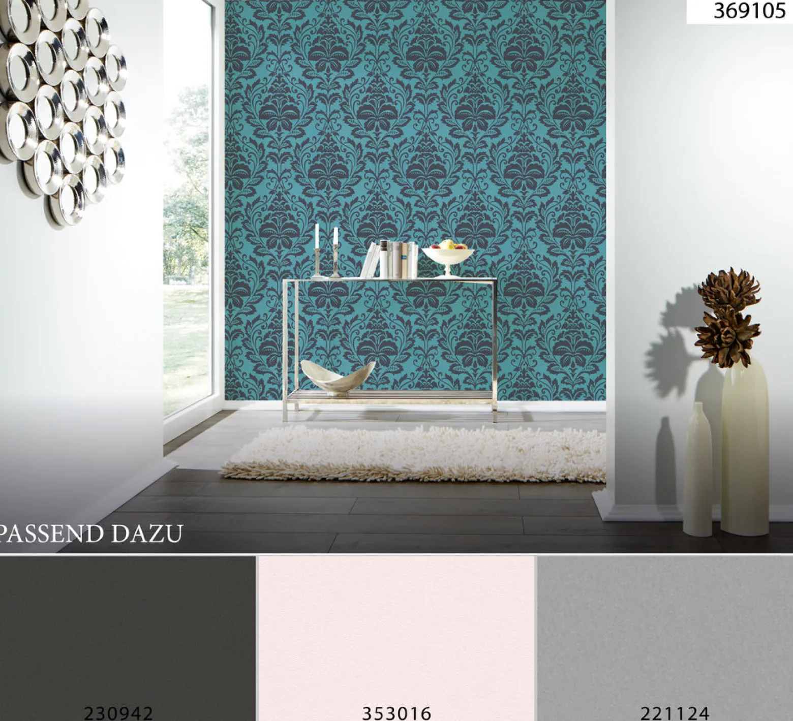 Vliestapete Barock Samt blau schwarz metallic 36910-5