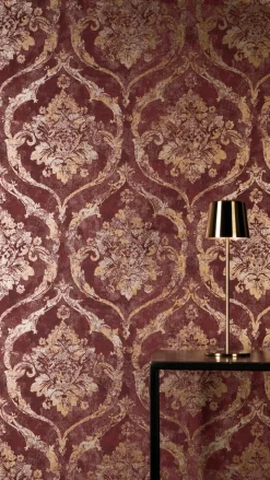 Vliestapete Barock Shabby Rot Gold Metallic 79019-3