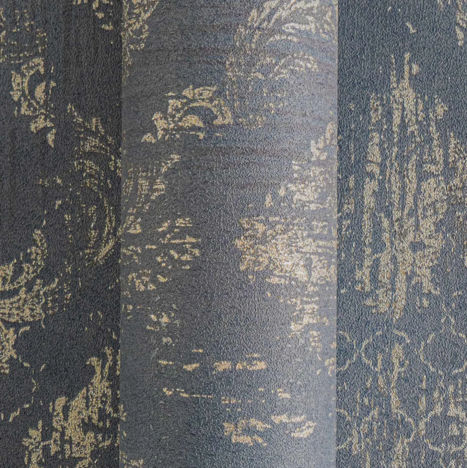 Vliestapete Barock Used-Look Blau Gold Metallic 78672-4