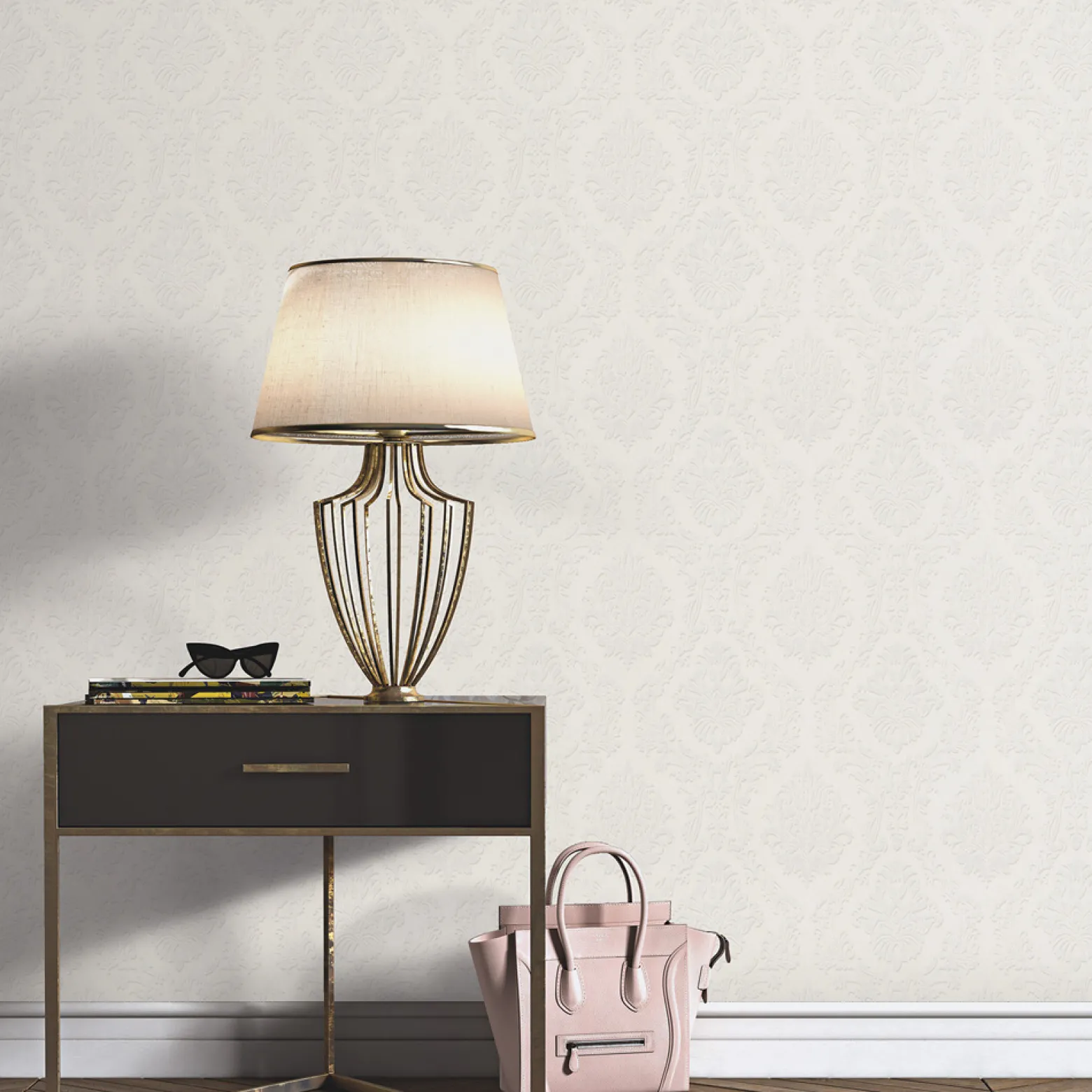 Vliestapete BarockWeiß Creme Metallic 10288-14