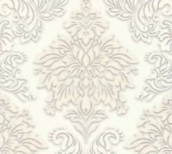 Vliestapete Barock weiß weiß Glitzer 36898-2