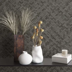 Vliestapete Bast Holz Rattan anthrazit 33310