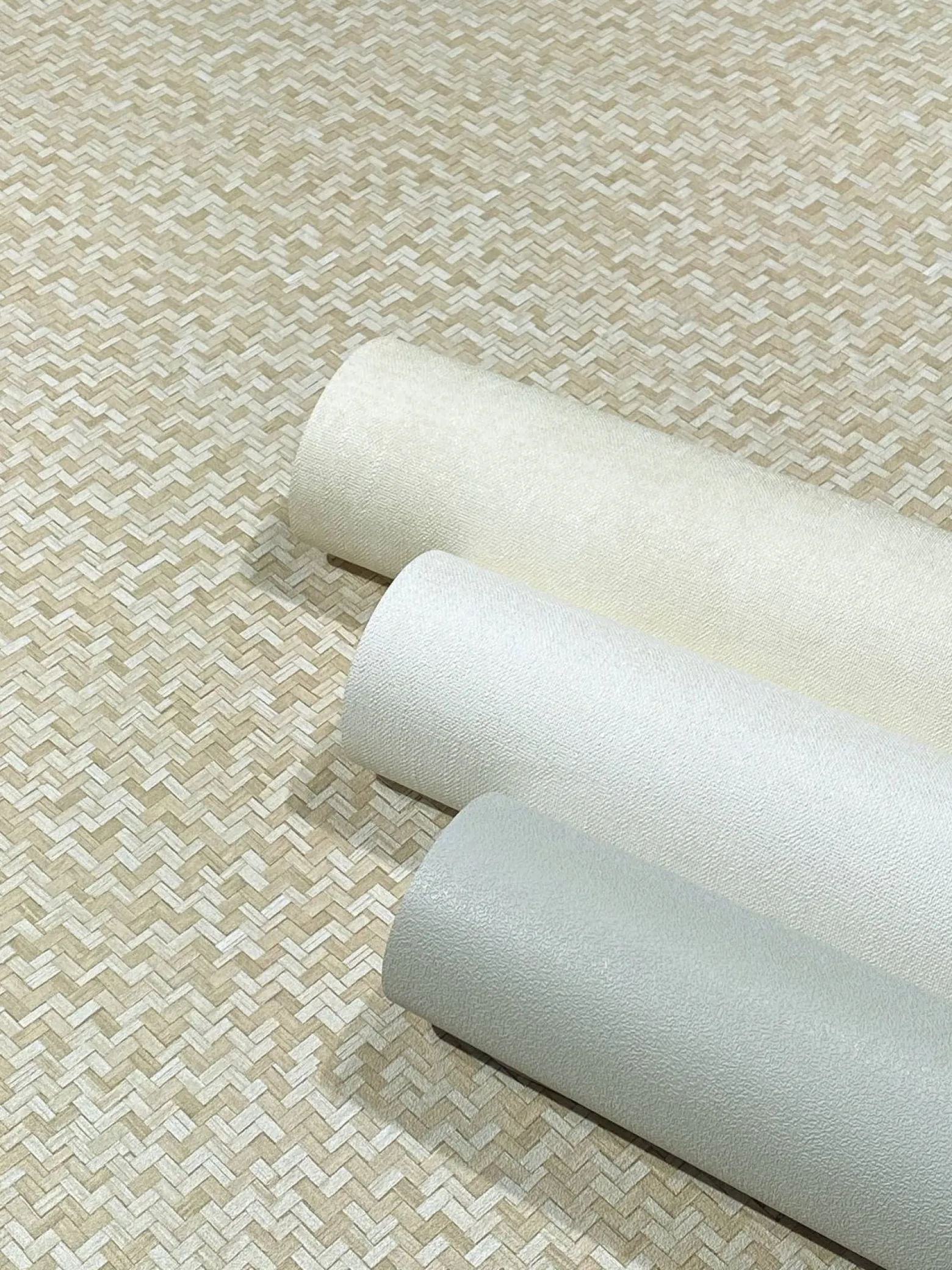 Vliestapete Bast Optik Holz Rattan Beige Creme 47481