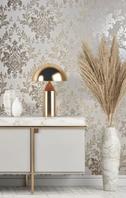 Vliestapete Beige Gold Damast Motiv Marburg 31571