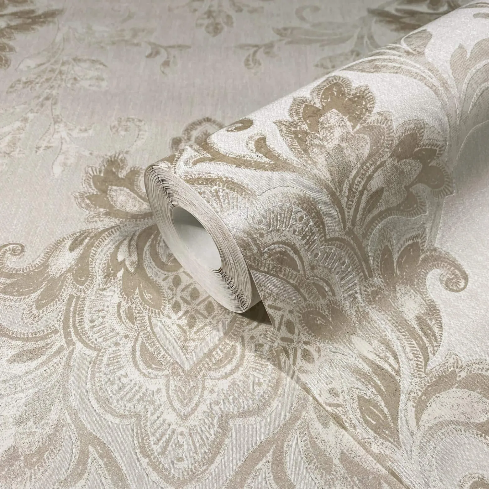 Vliestapete Beige Gold Damast Motiv Marburg 31571