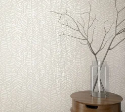 Vliestapete Beige Grau Blatt Muster Marburg 32973