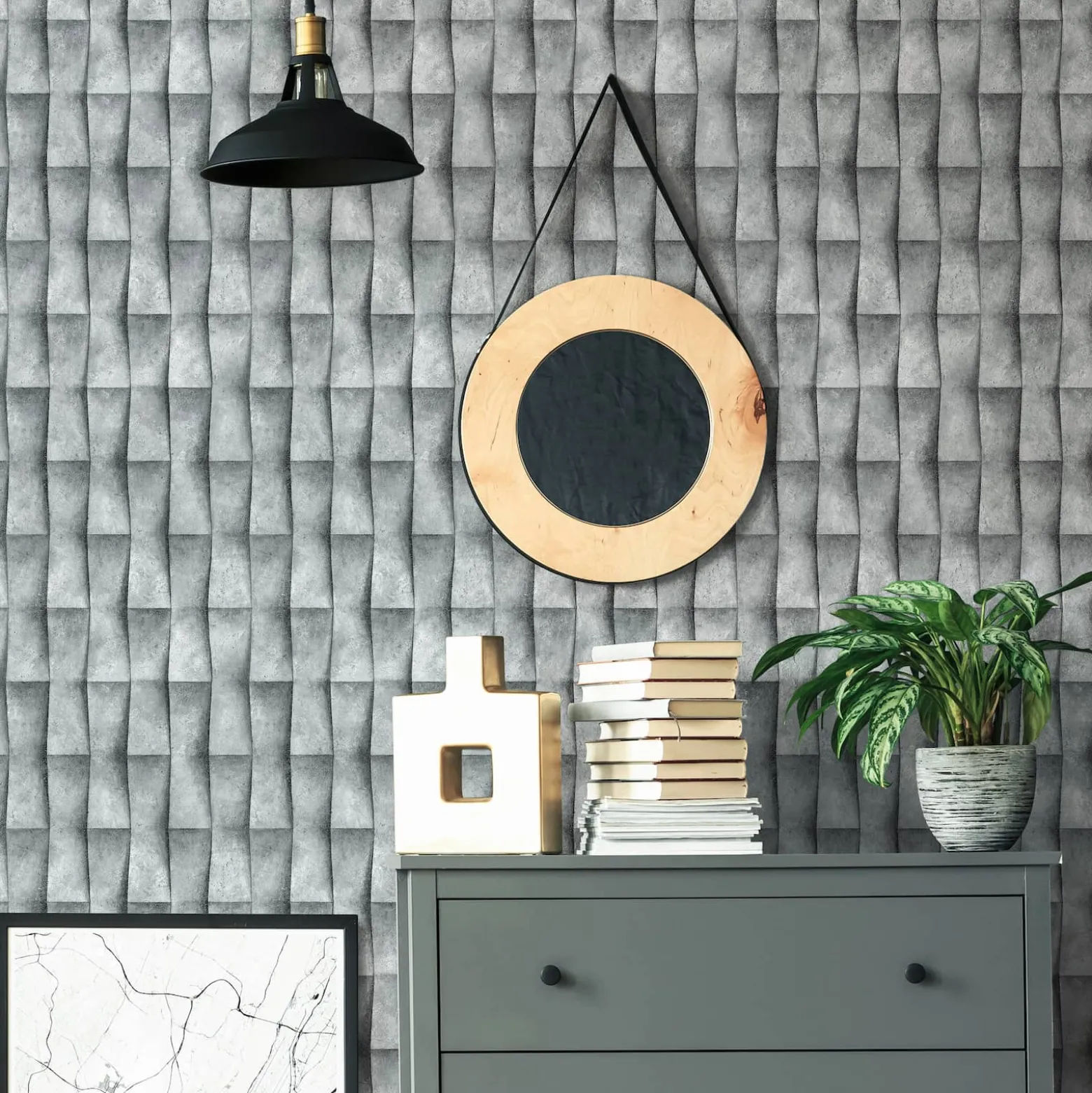 Vliestapete Betonoptik Grafik Muster Grau 81649