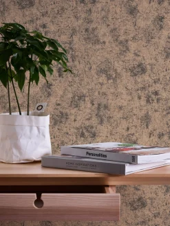 Vliestapete Beton Optik Schwarz Kupfer Metallic 38969-4