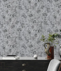Vliestapete Beton Optik Schwarz Silber Metallic 38969-6