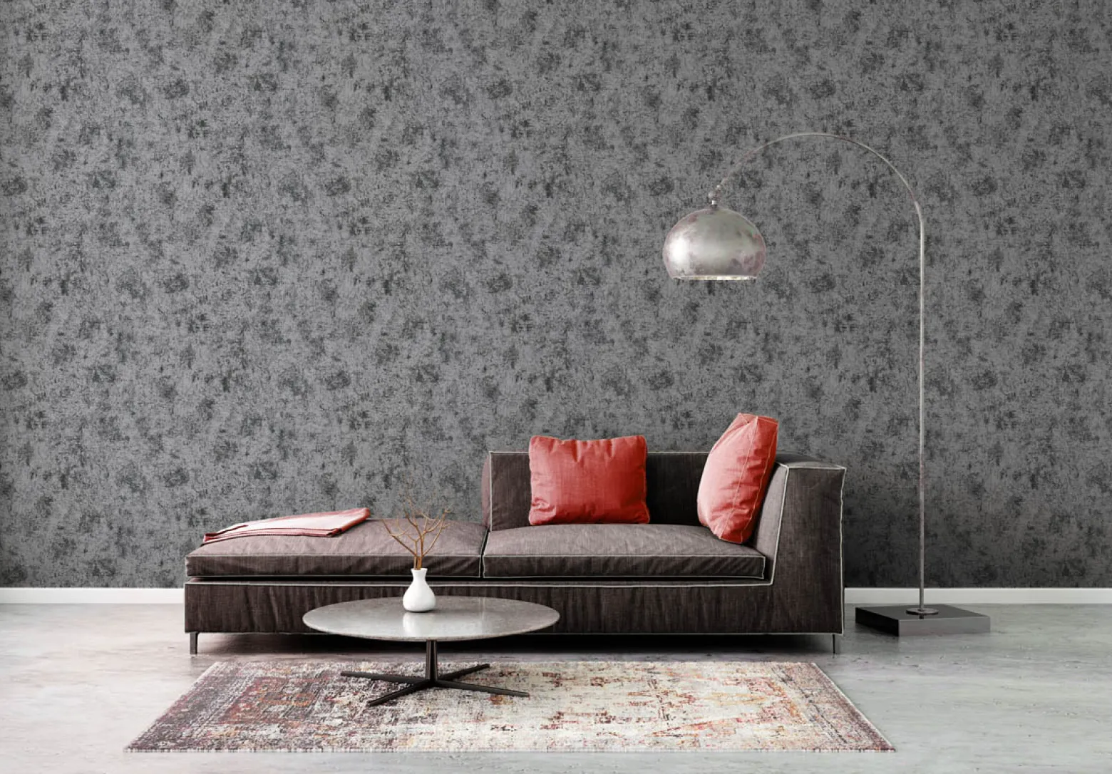 Vliestapete Beton Optik Schwarz Silber Metallic 38969-6