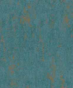 Vliestapete Betonoptik Shabby Türkis Gold Metallic 35164