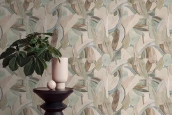Vliestapete Blattmuster Abstrakt Blau Beige 78215-1