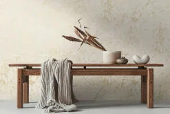Vliestapete Blattmuster Beige Weiß Gold Metallic 39560-1