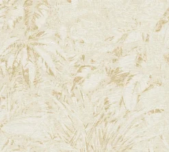 Vliestapete Blattmuster Beige Weiß Gold Metallic 39560-1